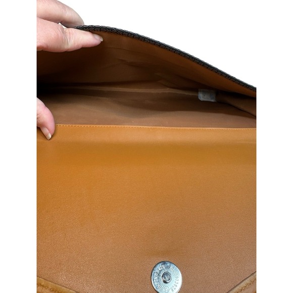 Vintage TED LAPIDUS Paris Embossed Leather Monogram Envelope Clutch Bag 9x15.5 - Picture 8 of 15